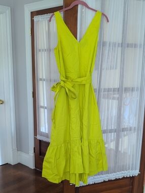GAP Lime Green V-Neck Tie-Waist Midi Dress New Without Tags Small Petite
